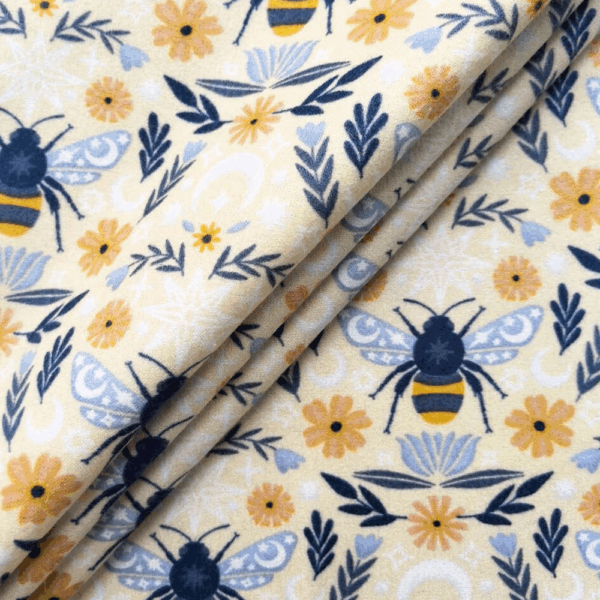 Celestial Bee on Cream Luxe Flannel Fabric - Image 2
